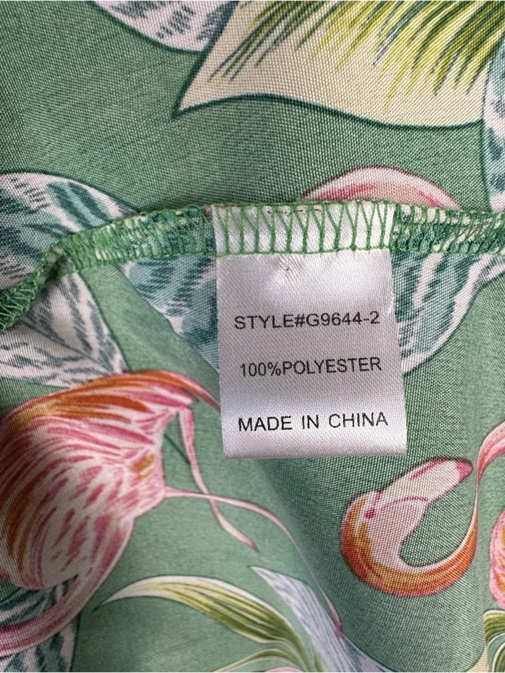 JODIFL Green Blouse with Pink Flamingo Print - Picture 7 of 7